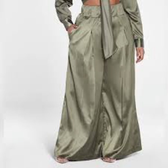 ftf lab Pants - FTF Lab wide leg satin Palazzo pants